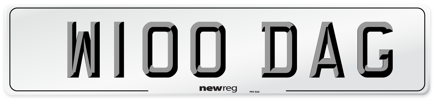 W100 DAG Number Plate from New Reg